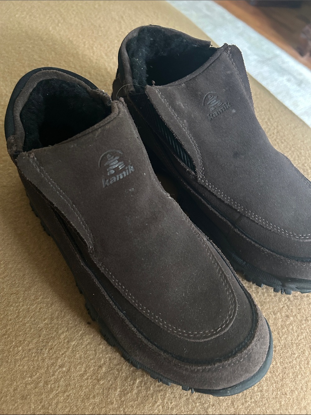 Kamik Men's Dark Brown Suede Slip-On Winter Boots